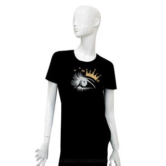 Zwart T-shirt oog kroon goud-zilver