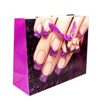 10 stuks Papieren cadeautassen paarse nagels 26x32x10 cm