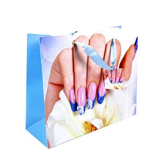 10 stuks Papieren cadeautassen roze nagels 26x32x10 cm