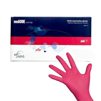 Nitril Handschoenen: Framboos Roze 100st (Medicare)