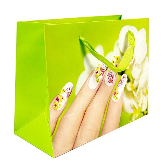 10 stuks Papieren cadeautassen groen nagels 18x23x9 cm