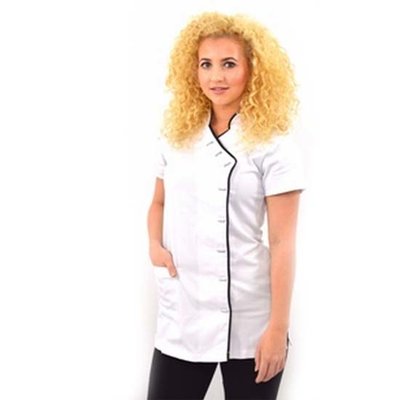 Tuniek Romy: Wit met zwarte bies