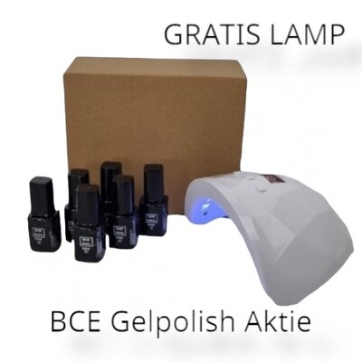 BCE Gelpolish Aktie - Gratis LED Nagellamp 88W bij 6 st. BCE Gelpolish