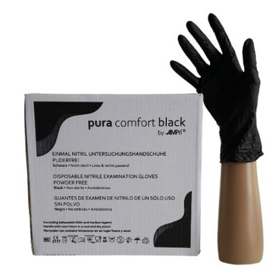 Nitril Handschoenen: Zwart Volle Doos 10 x 100st (Pura Comfort)